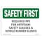 Signmission OSHA Sign, Required PPE For Antifoam Glasses, 10in X 7in Rigid Plastic, 10" W, 7" H, Landscape OS-SF-P-710-L-10710 - alternate 1